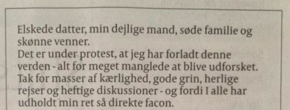 Med denne teksten tok Jane Randolph Gordon farvel.