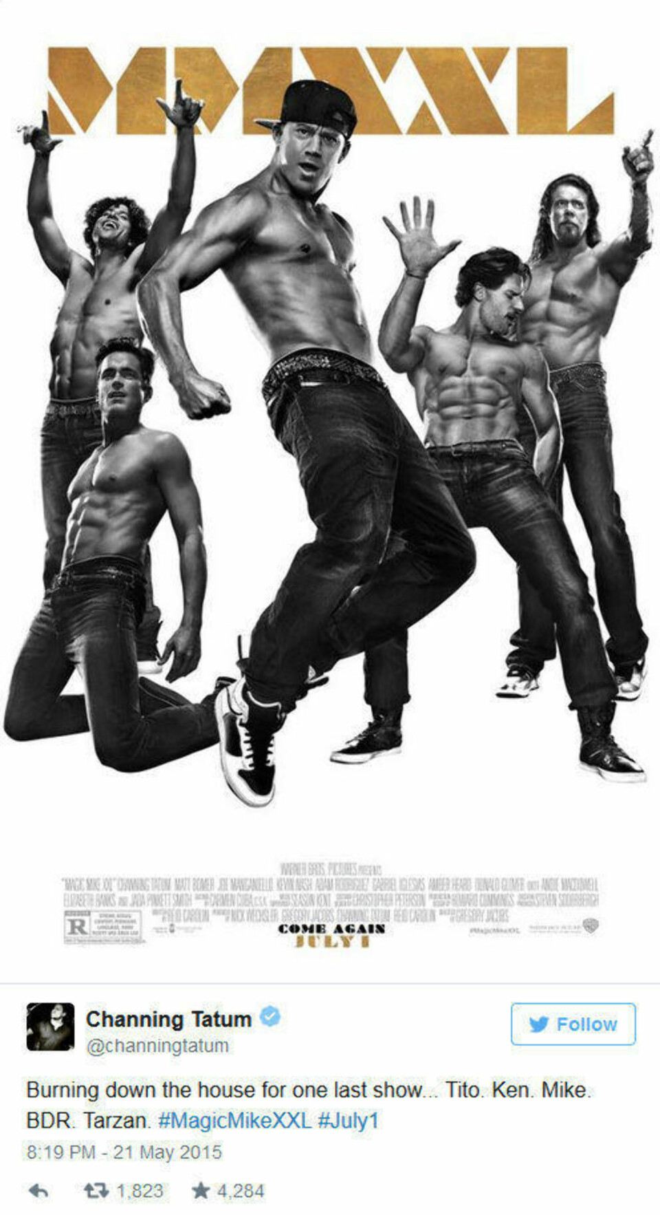 Channing Tatum deler ny «Magic Mike XXL»-poster på Twitter