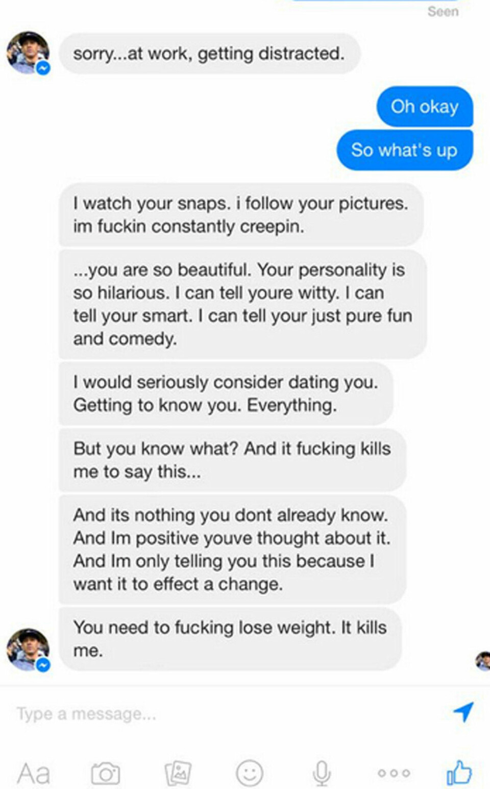 Tinder-fyren ba henne om å slanke seg, da svarte hun dette