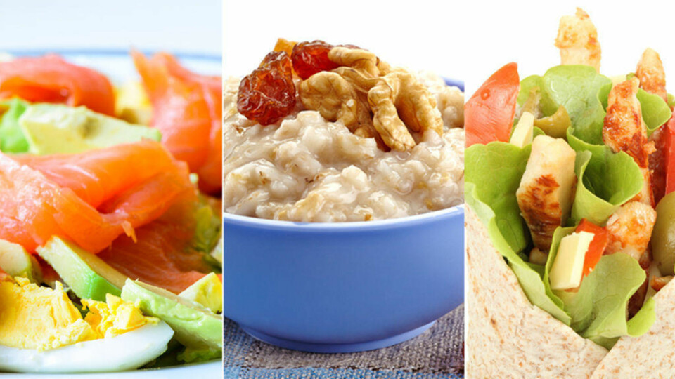 FROKOSTTIPS: Kokt egg med laks og avokado, havregrøt eller wraps er fristende og næringsrik frokostmat.