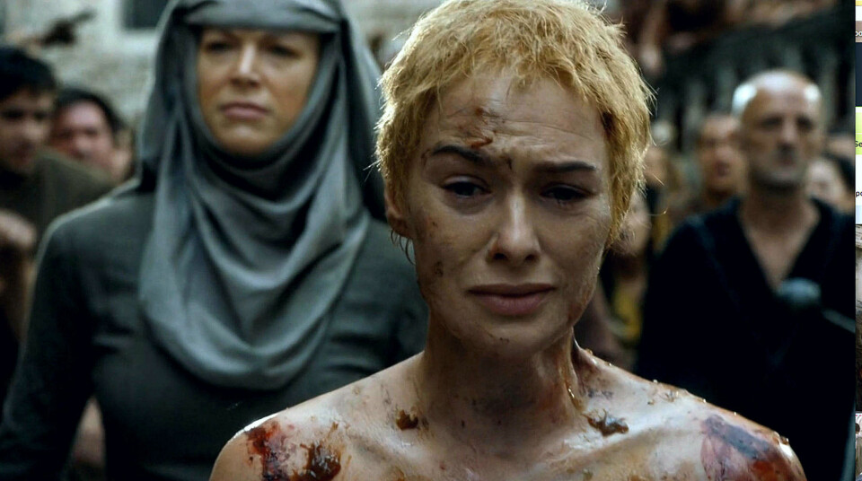 KANOSSAGANG: Cersei Lannister (Lena Heady) ble strippet for all stolthet i avslutningen av femte sesong av Game of Thrones.