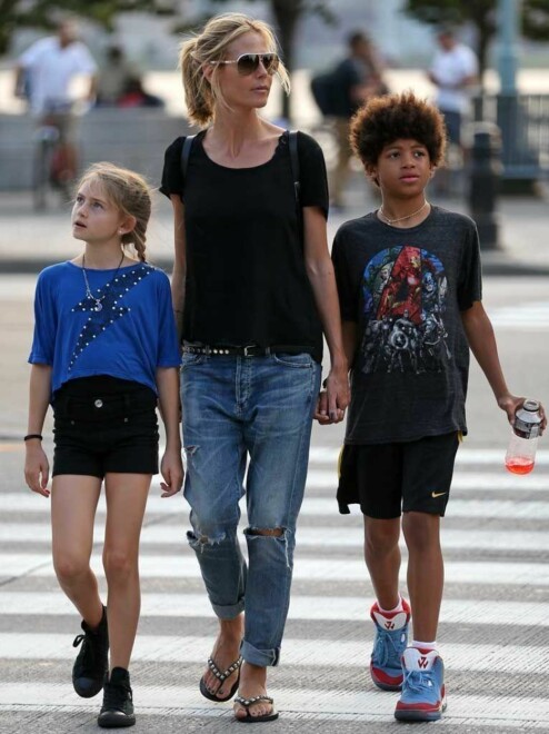 HEIDI KLUM med barna Henry og Helene.