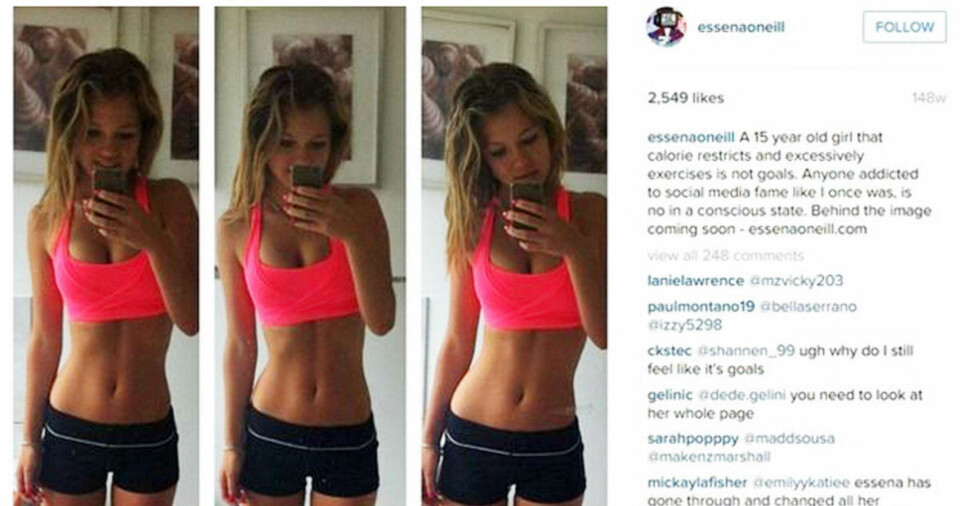 Essena (18) forteller sannheten på Instagram: «En pushup-bh kan endre hele figuren din. Jeg var 15 år her. Ikke la deg lure.»