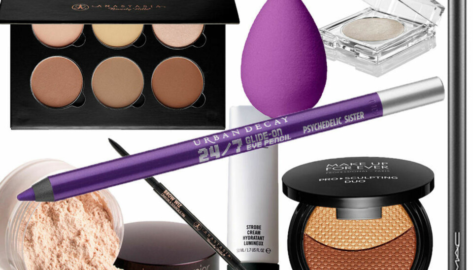 Her er noen av sminken som ble brukt: Anastasia Contour Kit, Urban Decay 24/7 Eye Pencil #PsychedelicSister, Mac Strobe Cream, Laura Mercier Loose Setting Powder. Make Up For Ever Pro Sculpting Duo, BeautyBlender, Tromborg Creamy Eyeshadow #3, lipliner fra Mac #Soar.