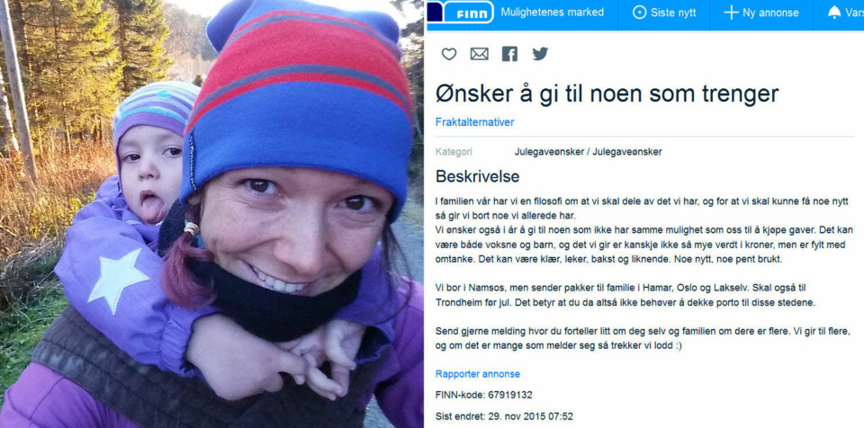 Lotte gir bort julegaver til fremmede: - Jeg tror folk skjemmes av å spørre om hjelp