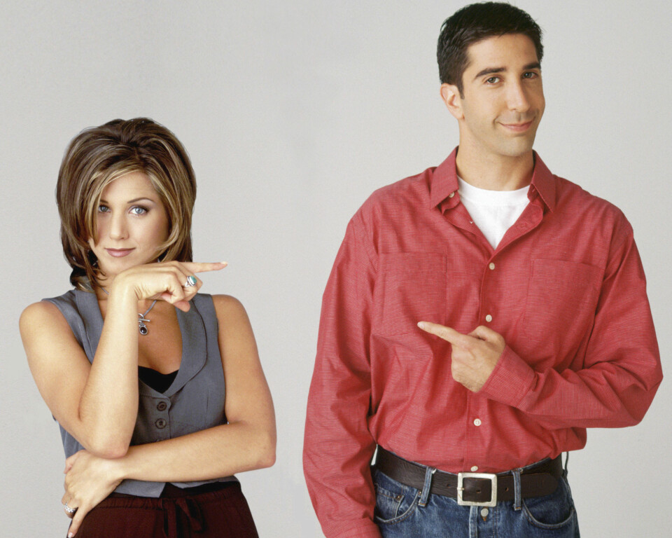 1990-TALLET: Jennifer Aniston og David Schwimmer spilte det populære paret Rachel og Ross.
