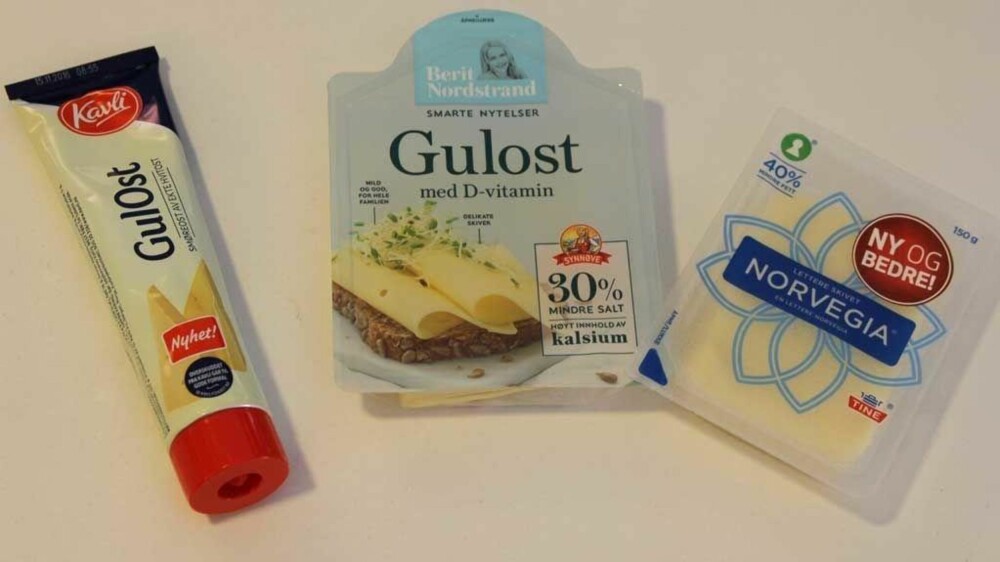 Mye salt å spare her: Tubeosten inneholder 2,6 gram salt mens osten fra Synnøve (Berit Nordstrand) er den minst salte med 0,9 gram og Norvegia lettere inneholder 1,1 gram salt.