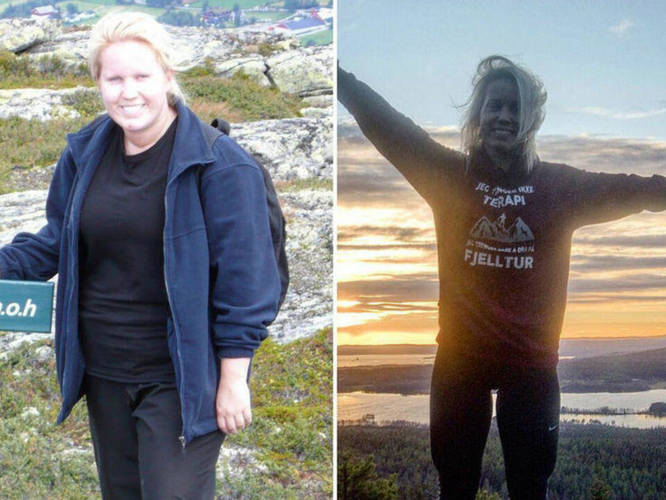 FØR OG NÅ: - Jeg hadde det bra før, men har det bedre nå, sier Kamilla. Hun la om livsstilen i 2011, og konkurrerer nå i styrkeløft.