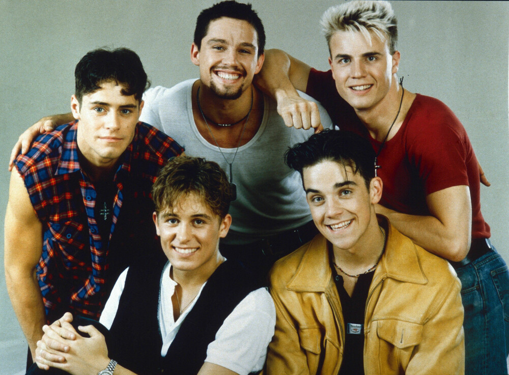 RUNDT 1995: Gary Barlow, Howard Donald, Jason Orange, Mark Owen og Robbie Williams.