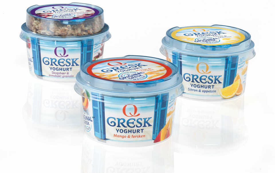 Q-Meieriene storsatser på gresk yoghurt med mindre sukker