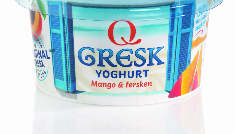 GRESK yoghurt med mango og fersken.
