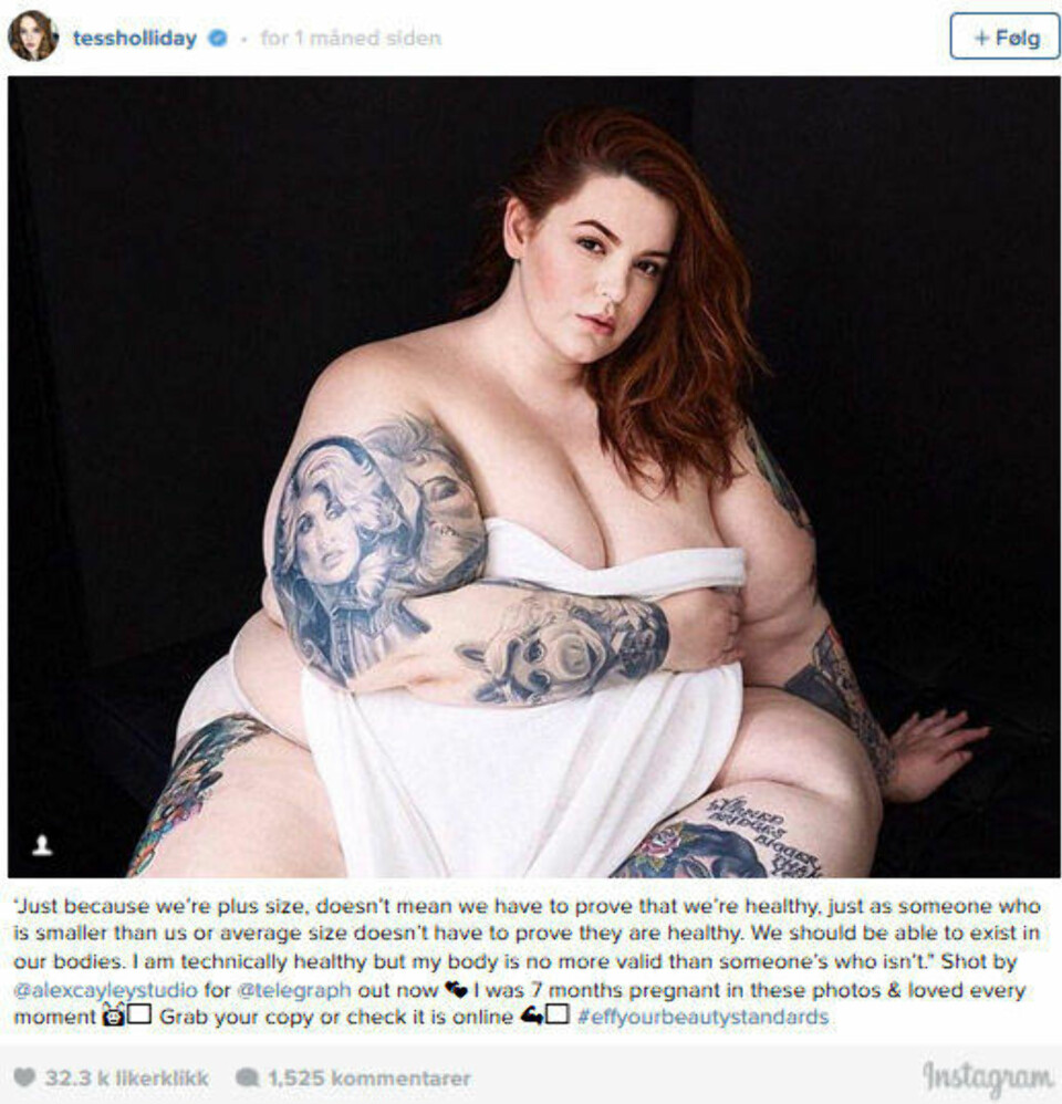 Plus size-modellen Tess er blitt mamma
