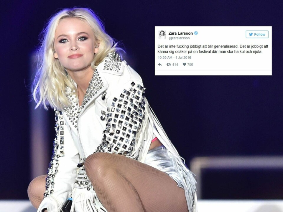RASER: Zara Larsson raser mot voldtekten som skal ha skjedd under hennes konsert i Bråvalla.