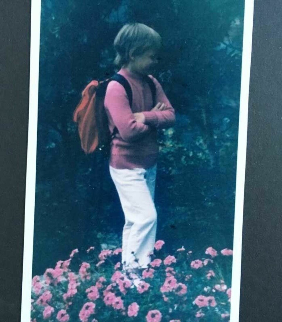 Trine, første skoledag i 1985.