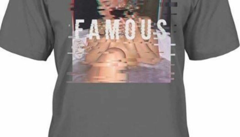 INSTAGRAMBILDER BRUKT PÅ T-SKJORTER: 19 år gamle Elise Harritz fra Danmark er fortvilet over at det selges t-skjorter med nakenbilder av henne på. Skjermdump fra nettbutikken