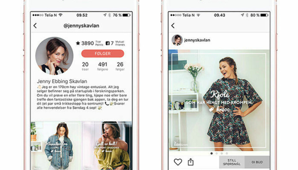 Jennys profil på mobilappen.