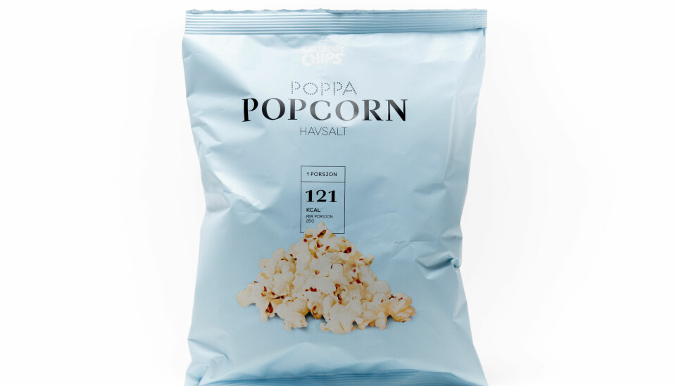 Sørlands Chips, poppa popcorn med havsalt.