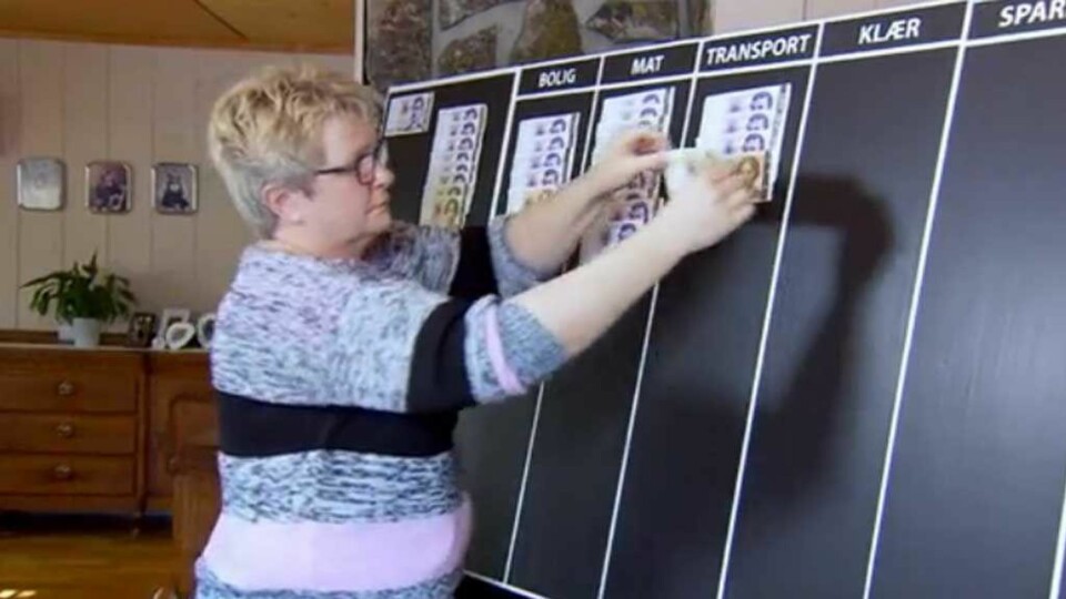Mye av lønna til Elisabeth går til mat og posten «annet».