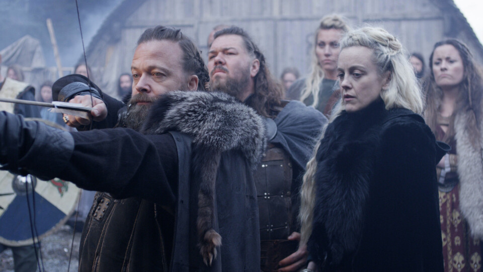 Orm (Kåre Conradi), Arvid (Nils Jørgen Kaalstad) og Hildur (Marian Saastad Ottesen) i Vikingane, som kan vinne beste realityprogram for andre år på rad.