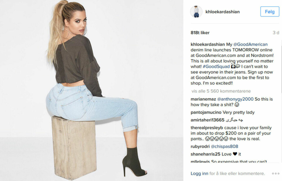 Khloe Kardashian setter strek over skinny jeansen