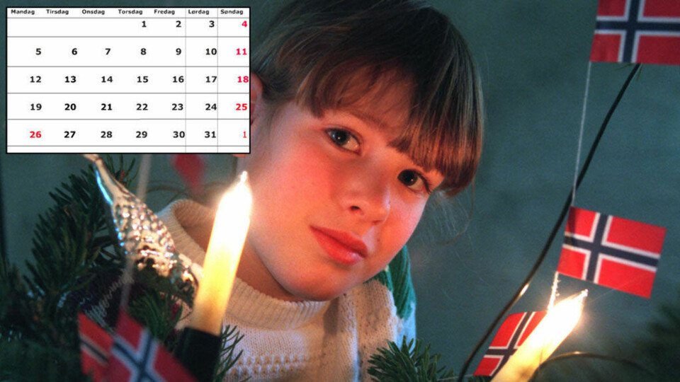 I år havner 1. juledag og 1. nyttårsdag på søndager. Men de to dagene er alltid røde, mens julaften og nyttårsaften er arbeidsdager.