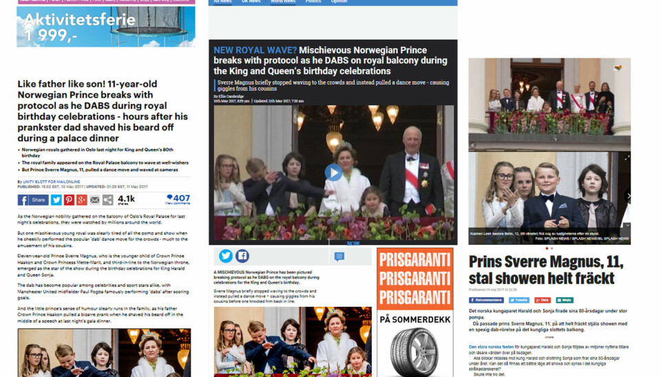 Prins Sverre Magnus' (konge)dabbing går verden rundt.