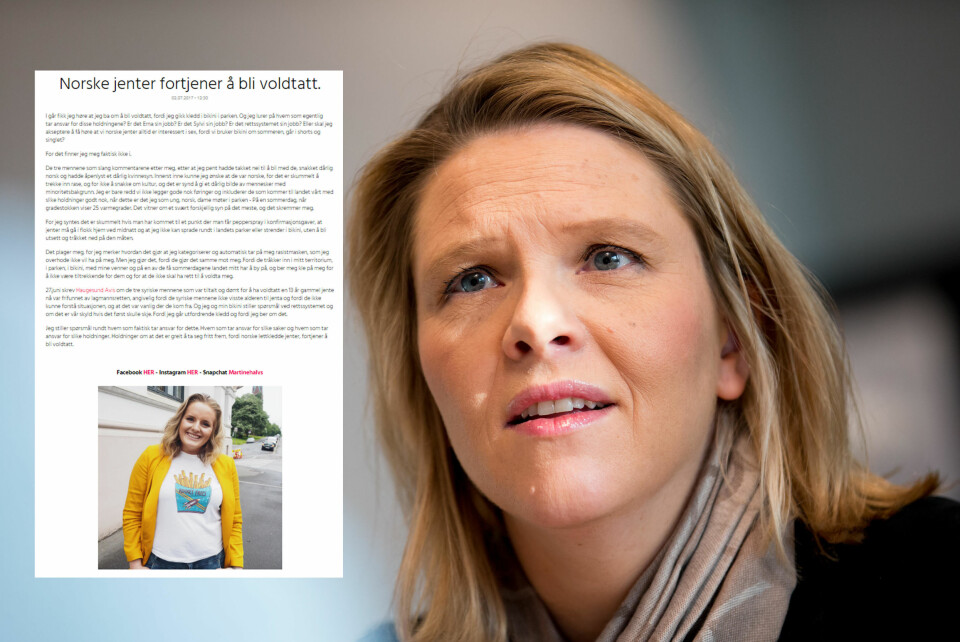 Sylvi Listhaug: - Totalt uakseptabelt at jenter i Norge skal oppleve å bli trakassert fordi man ønsker å sole seg og bade