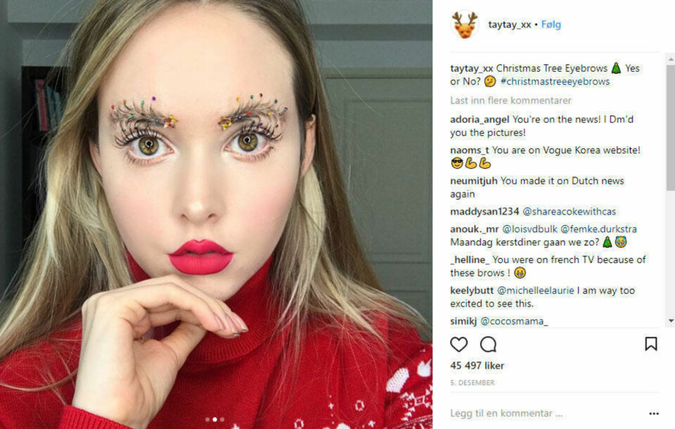 YouTuber går viralt med øyenbryn som ligner på juletrær