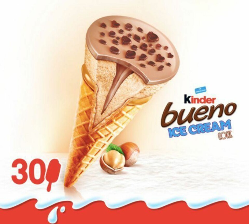 Kinder bueno iskrem kommer blant annet til Frankrike i år.
