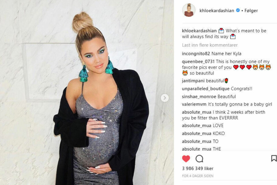 Khloe Kardashian skal bli mor til en jente
