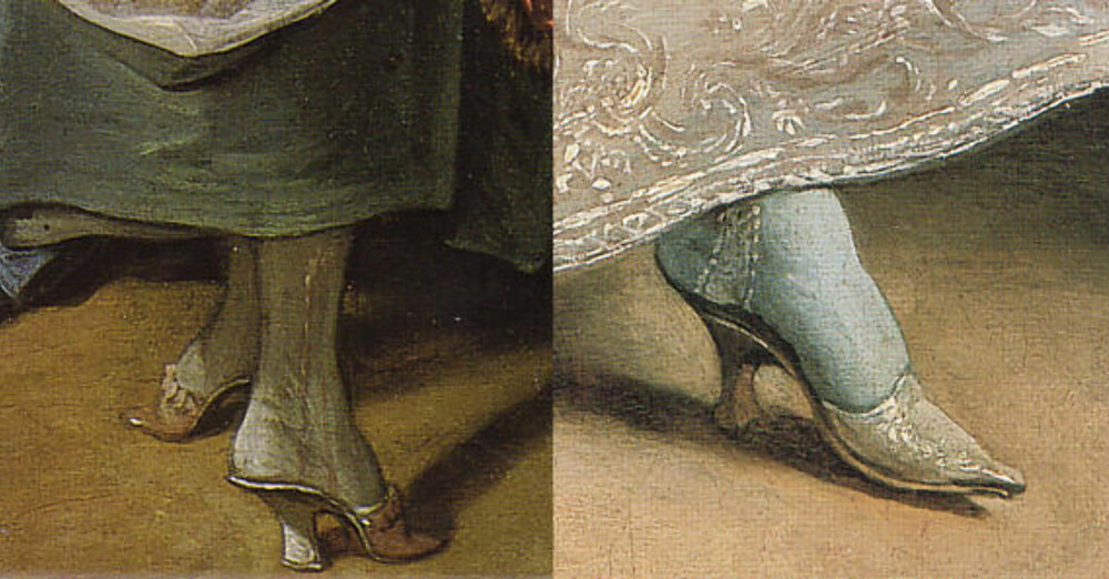 Sko med høye hæler har utviklet seg gjennom årene. Slik så de ut på 1700-tallet.