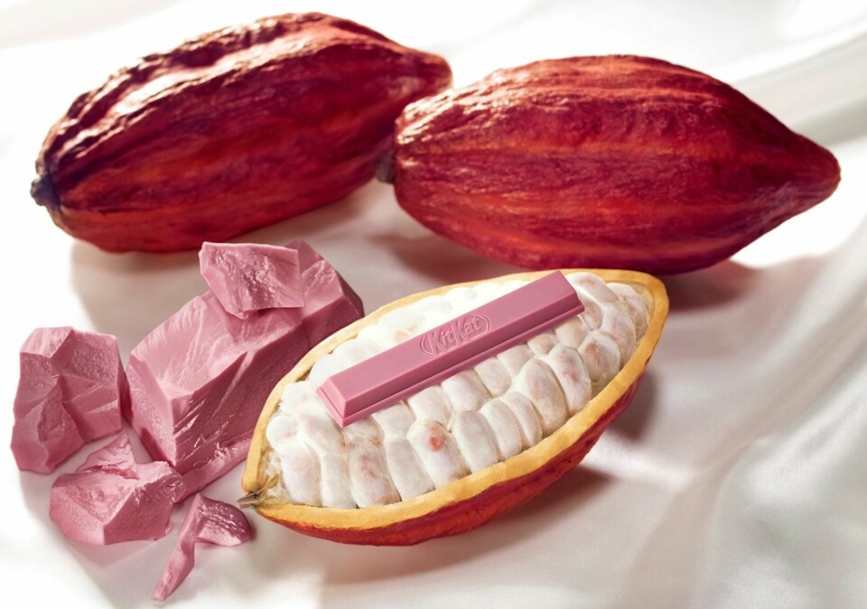 ROSA: KitKat Chocolatory Sublime Ruby er navnet på den nye KitKat-sjokoladen som har en tidsriktig rosa farge.