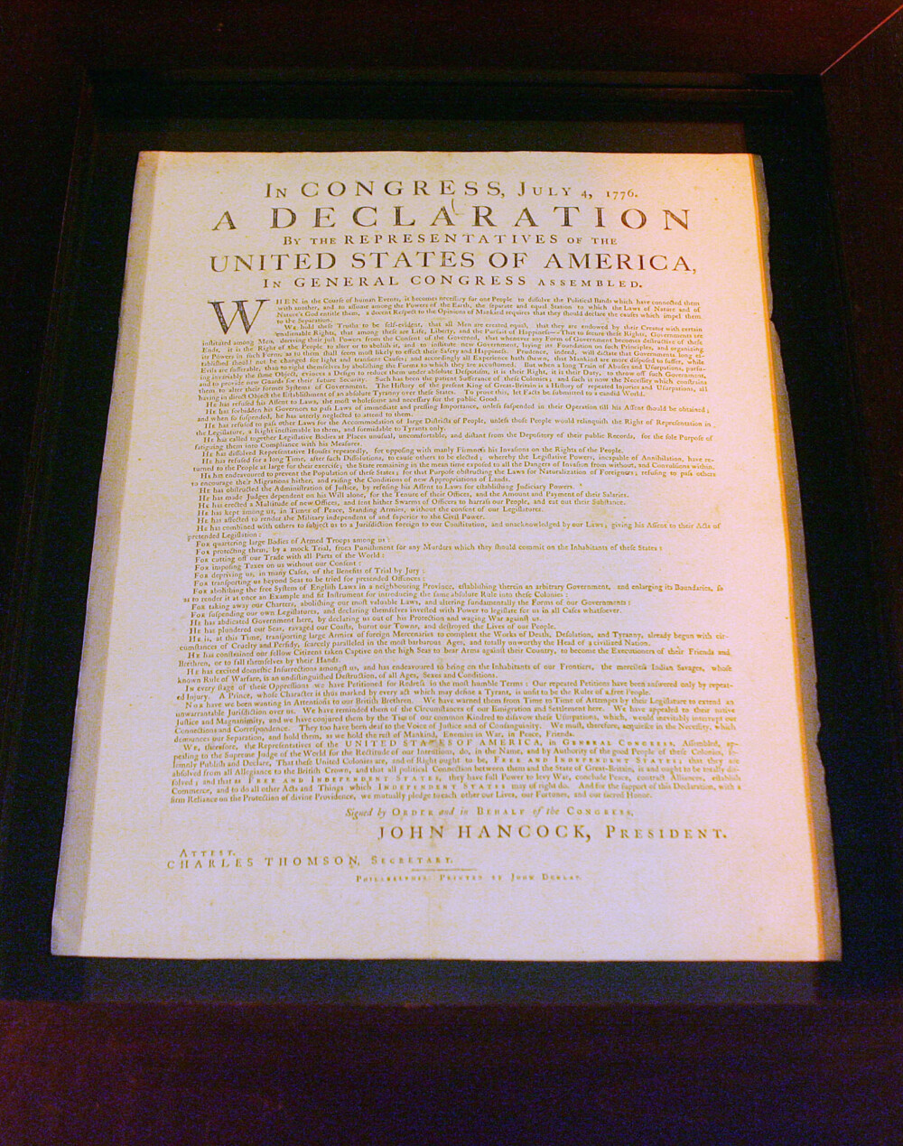 TRO KOPI: En mann i USA fikk seg en overraskelse da han oppdaget en kopi av uavhengighetserklæringen i en bilderamme.