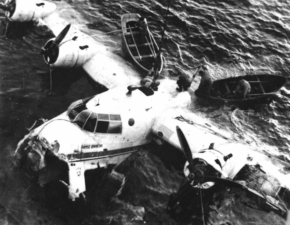 <b>ULYKKE:</b> Flyet «Bamse Brakar» havarerte og sank under avgang i Harstad. Alle om bord overlevde.