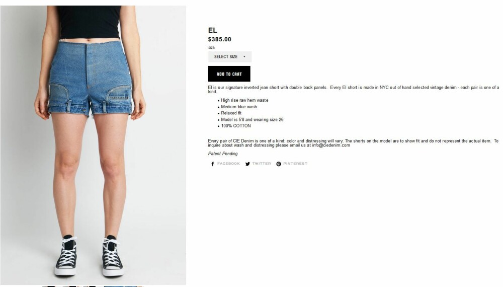 <b>DYRT: </b>Det koster å være en moteriktig kvinne. Disse oppned-jeansshortsene ligger på rundt 3100 kroner.