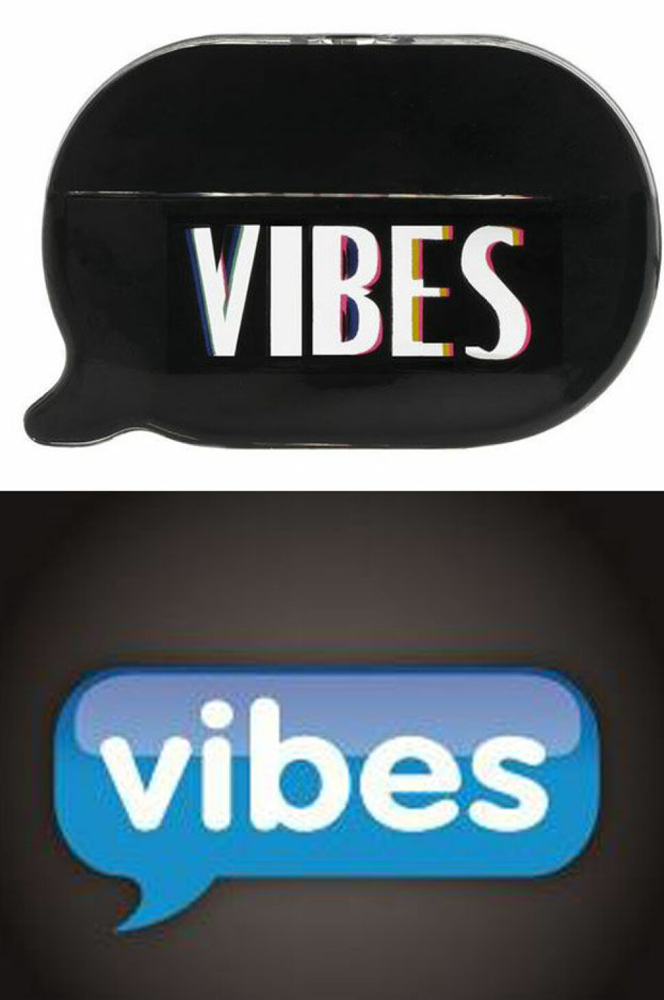 <b>LIKE: </b>Vibes Media mener deres logo (nederst på bildet) er mistenkelig lik flasken og logoen til Kim Kardashians nye parfyme «Vibes».