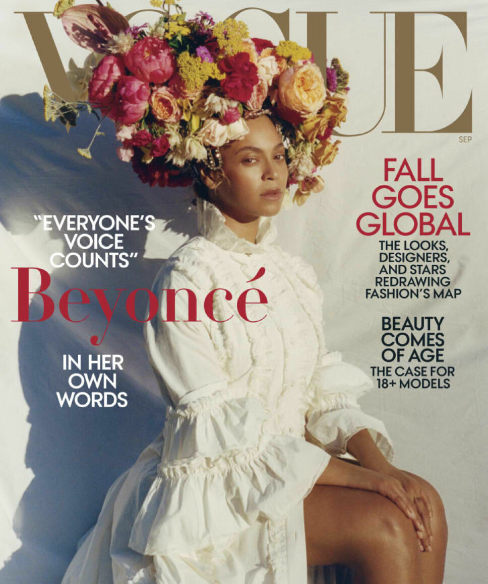 I VOGUE: Beyoncé på forsiden av septemberutgaven til Vogue.