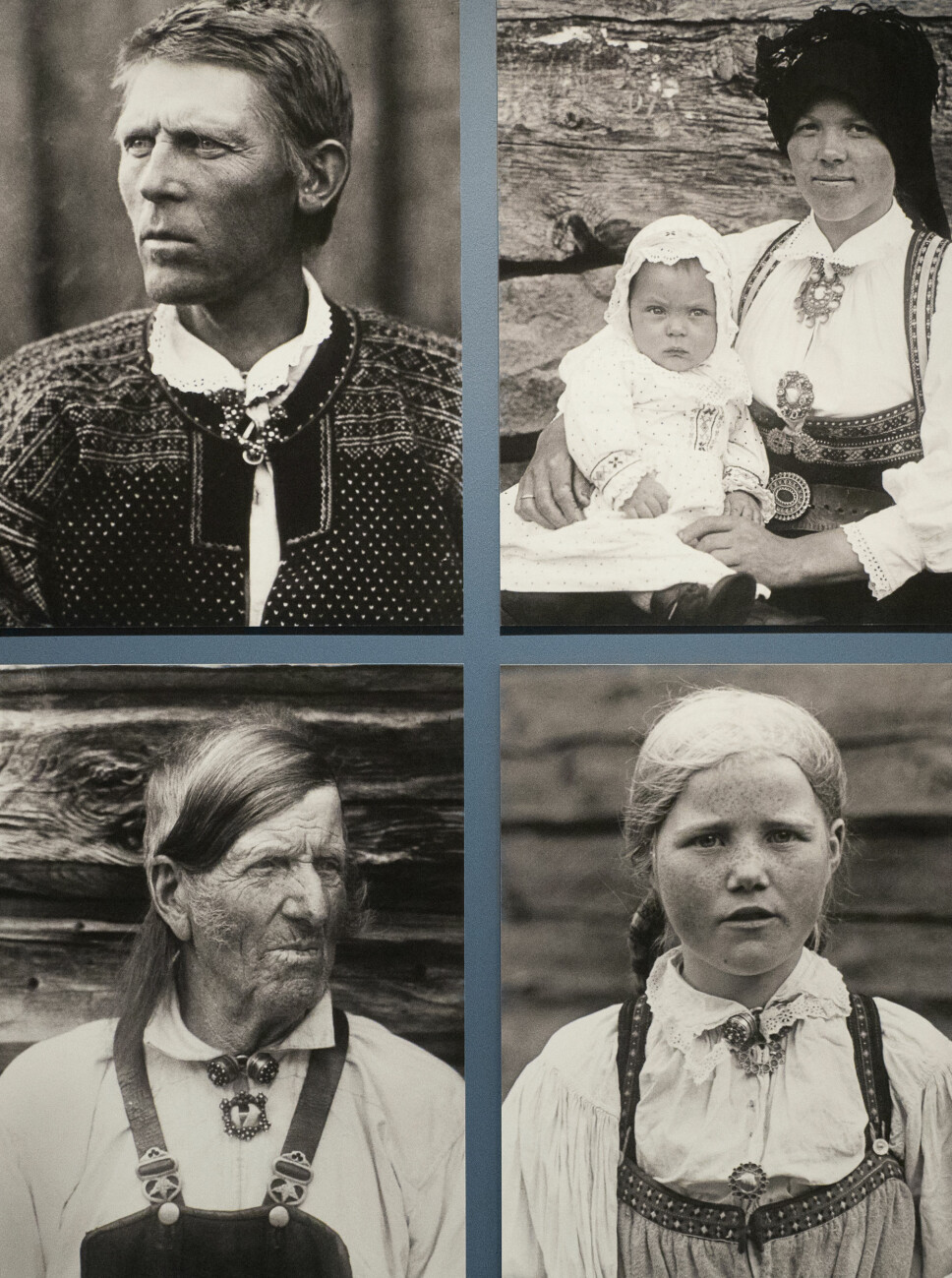<b>LANGSKALLER:</b> Valle i Setesdal ble ansett som et kjerneområde for den langskallede nordiske rasen. På bildet ser vi Torleiv Bjugsson Aakre (1880–1972), Birgit Eivindsdatter Brottveit (f. Brokka) (1900–1989), Ånund Drengsson Rike (1843–1928) og Jorånd Olsdatter Harstad (f. Haugen) (1913–1993).