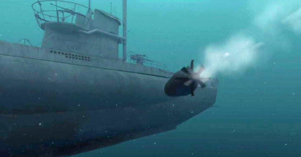 Den siste torpedoen treffer.