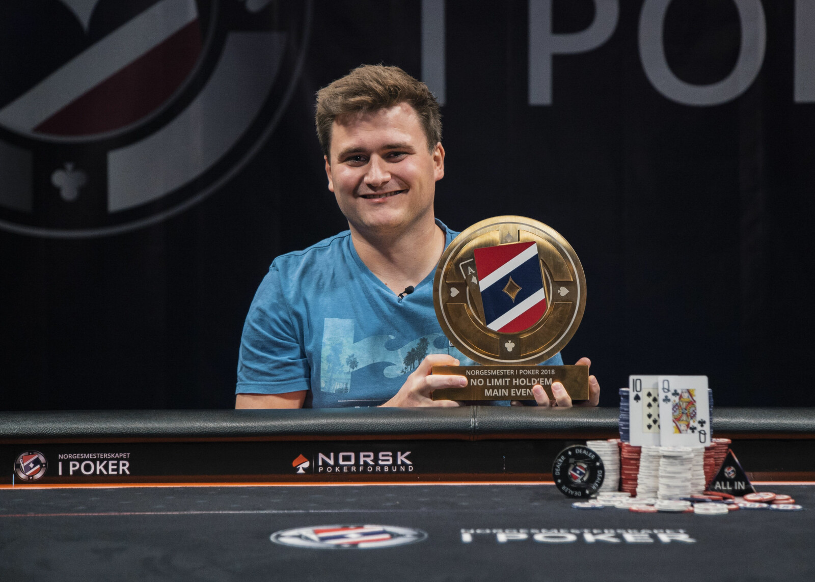 NORGESMESTER I POKER: Robert Kaggerud er vinner av Norgesmesterskapet i poker 2018.