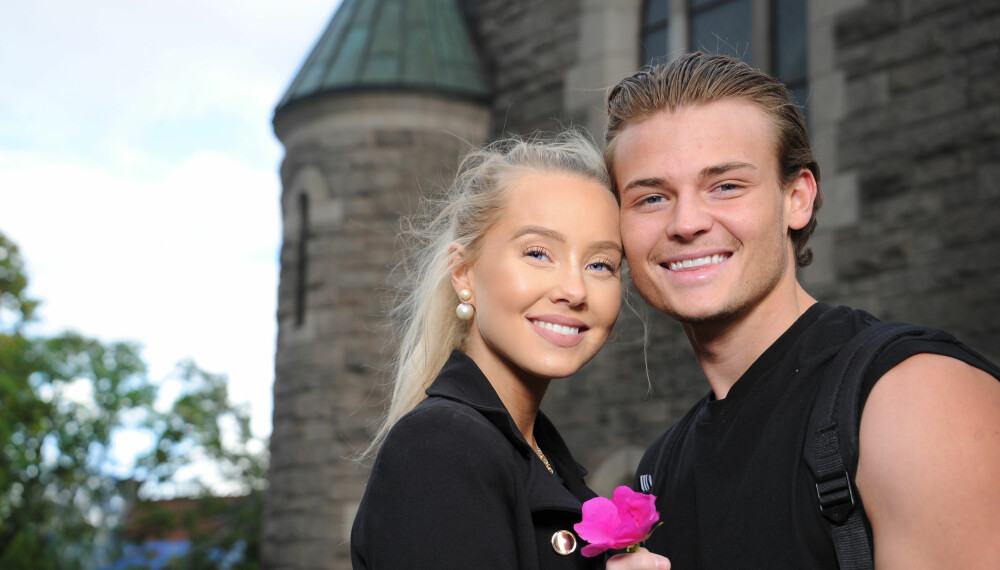 FORELSKET: Det unge paret Martine Lunde og Aleksander Sæterstøl stråler av lykke sammen.