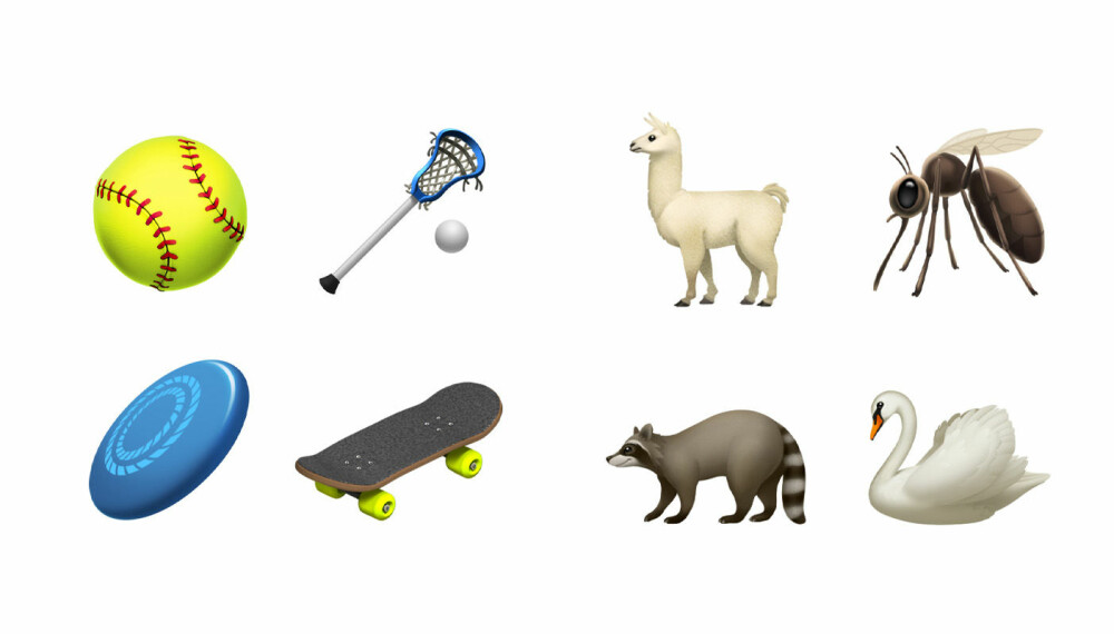 SKATEBOARD, SVANE OG MYGG: Her får både sporty folk og dyreelskere nye emojis. Vi digger særlig myggen og skateboardet.