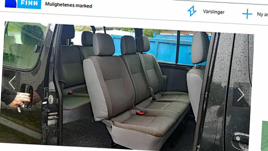Plassen om bord i Toyota HiAce er mer enn raus. Har er det plass til åtte personer og mye bagasje. Faksimile fra finn.no