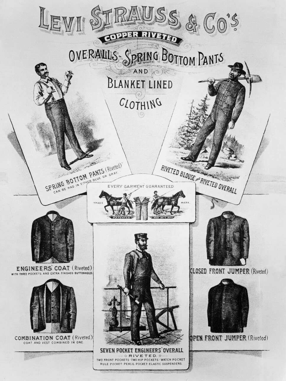 1880: Reklame for Levi Strauss-klær fra slutten av 1800-tallet.