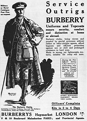 BURBERRY: Gammel reklame for trenchchoater fra Burberry.