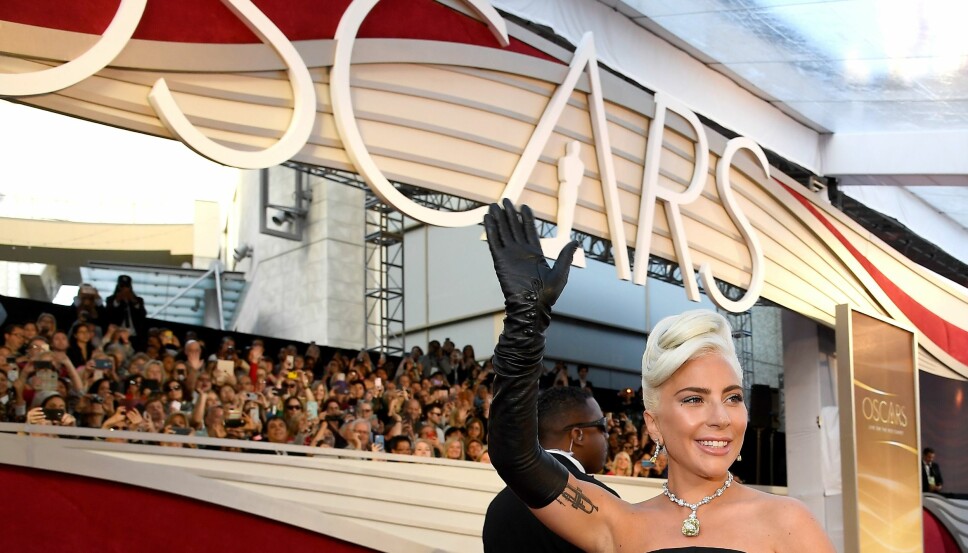 Lady Gaga på den røde løperen under Oscars 2019.