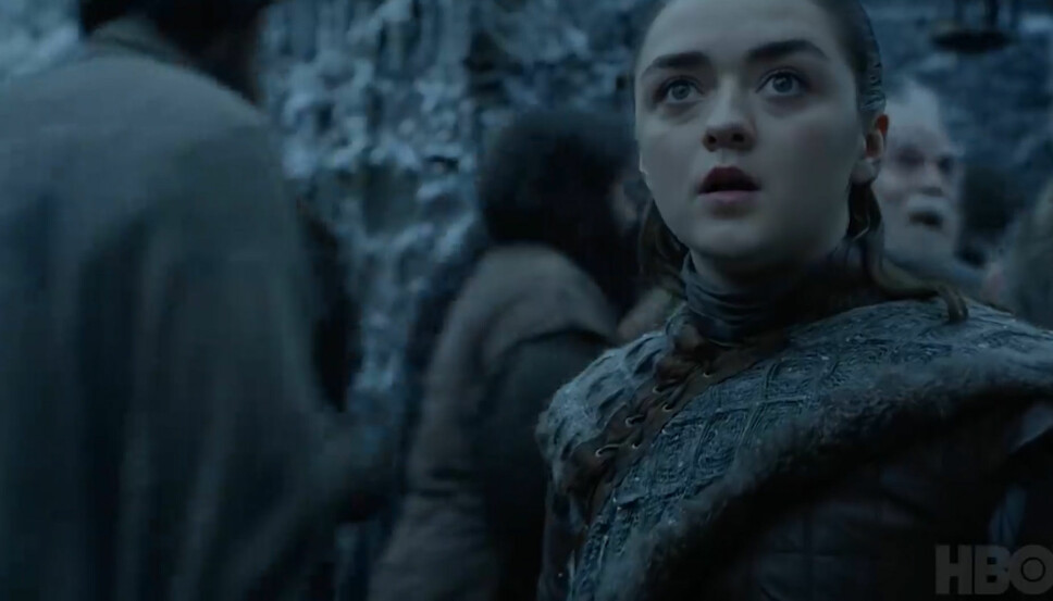 GLIMT: Arya når hun får se en av Daenerys' drager i siste sesong av «Game of Thrones».