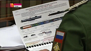 <b>LEKKASJE:</b> Stillbilde fra TV-sendingen til den russiske statskanalen der plansjen ble kompromittert.