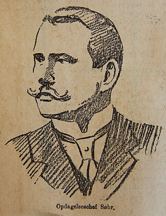 <b>B</b>anemann. Overvåkningspolitiets kraftfulle sjef, Johan Søhr, slik avisen Tidens Tegn så ham i 1917.