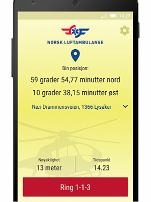 <b>NYTTIG APP </b> Norsk Luftambulanse har utviklet en app til smarttelefon som heter Hjelp 113 ­GPS. Den gir deg din nøyaktige posisjon, og gjør det enkelt for deg å videreformidle posisjonen din til akuttsentralen, slik at de lettere kan finne deg.